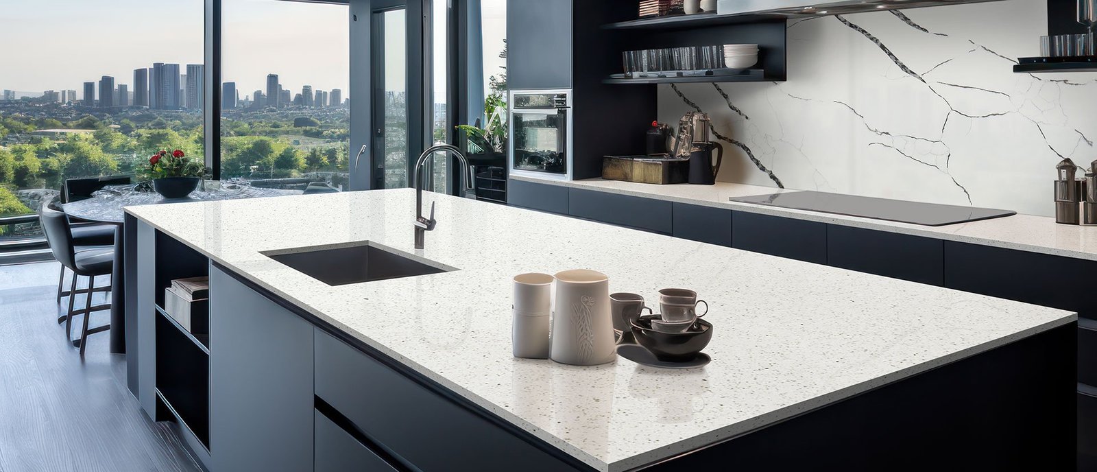 Calacatta Laza quartz countertop installed