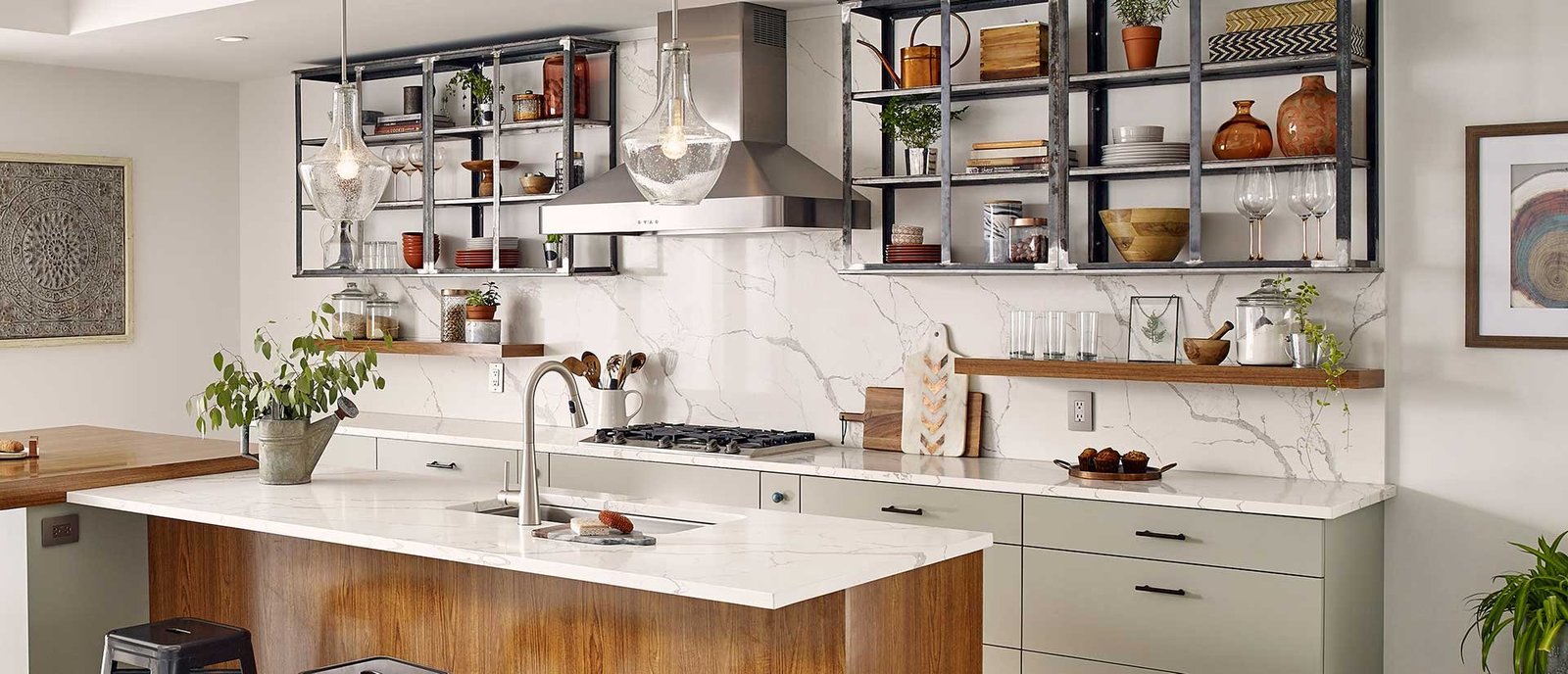 Calacatta Laza quartz countertop installed