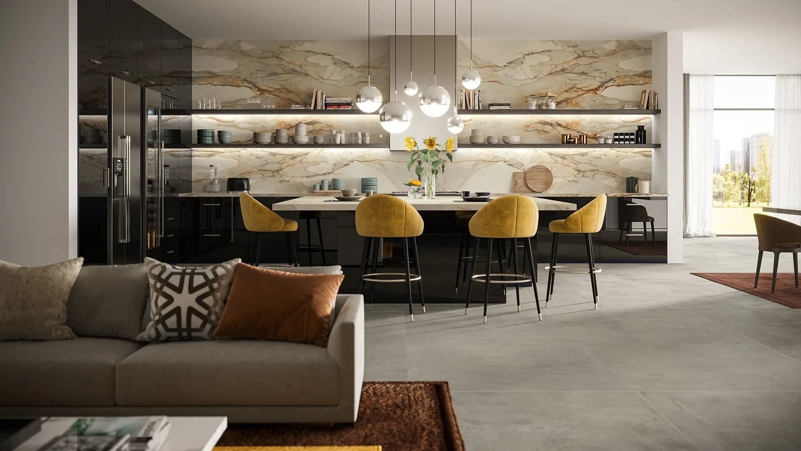 Calacatta Macchia Antique porcelain countertop installed