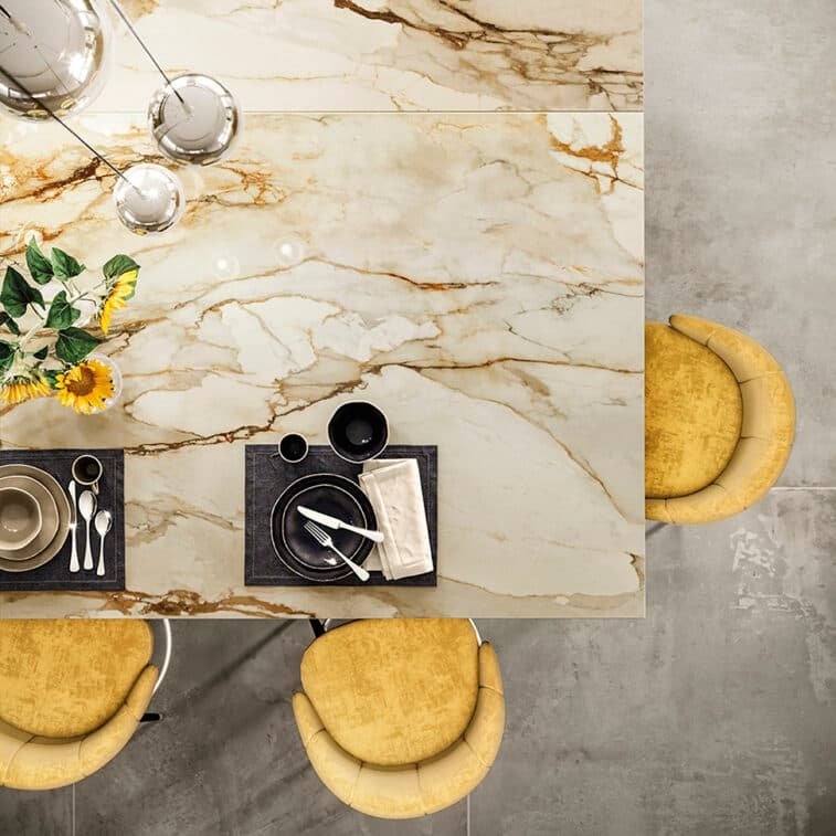 Calacatta Macchia Antique porcelain countertop installed
