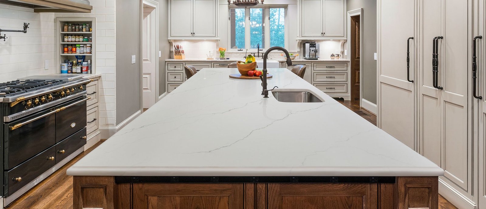 Calacatta Miraggio quartz countertop installed