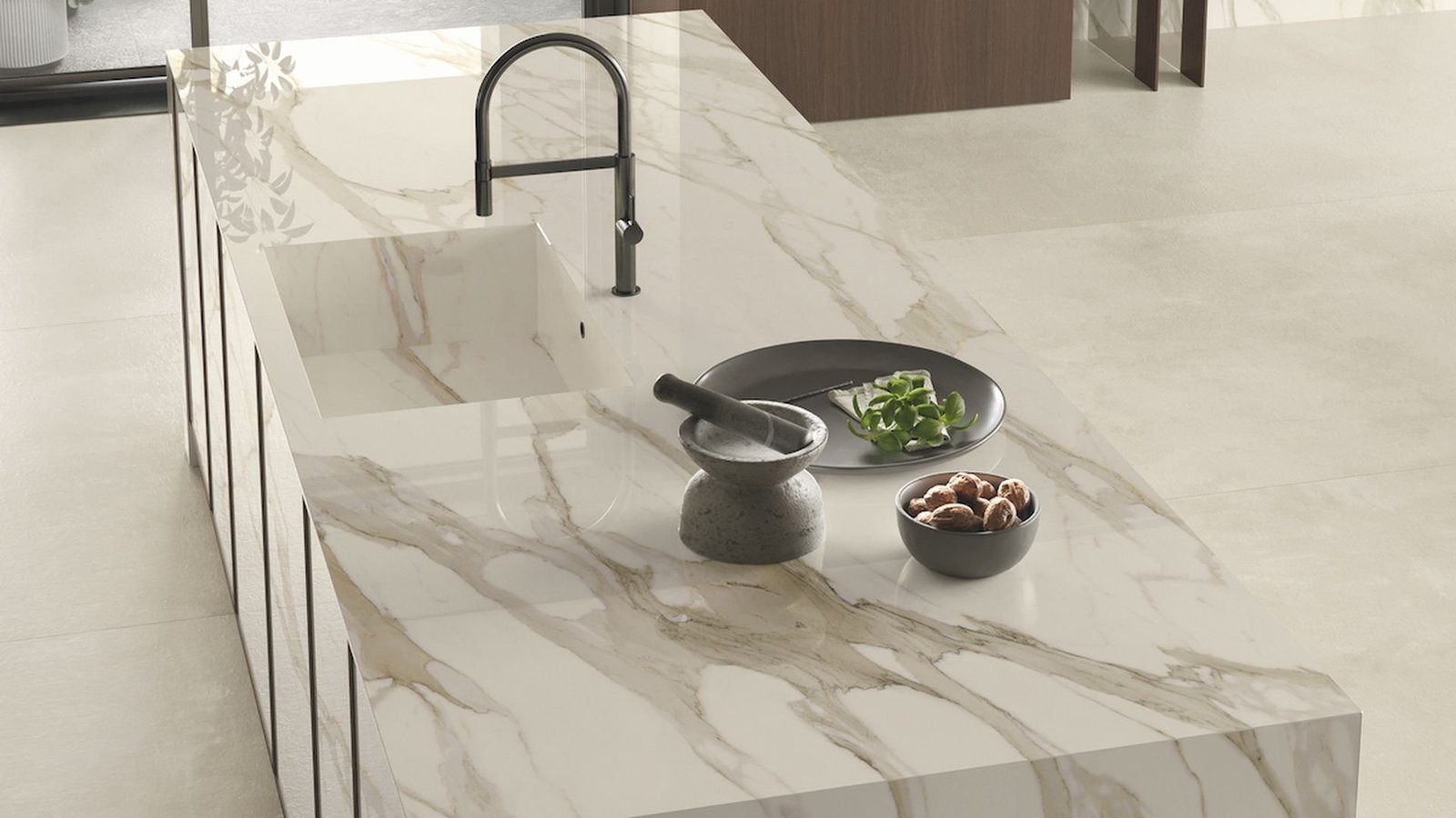 Calacatta Prema porcelain countertop installed