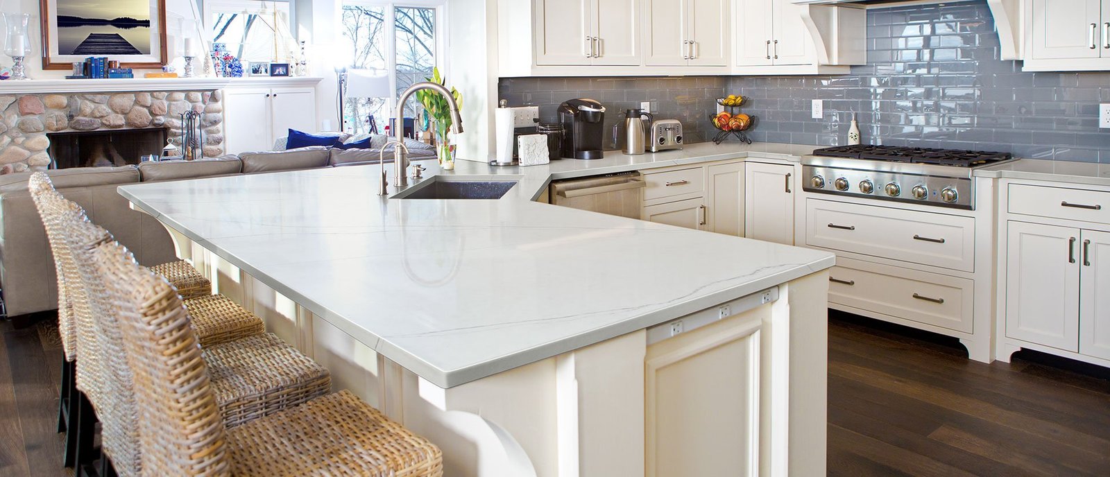 Calacatta Trevi quartz countertop installed