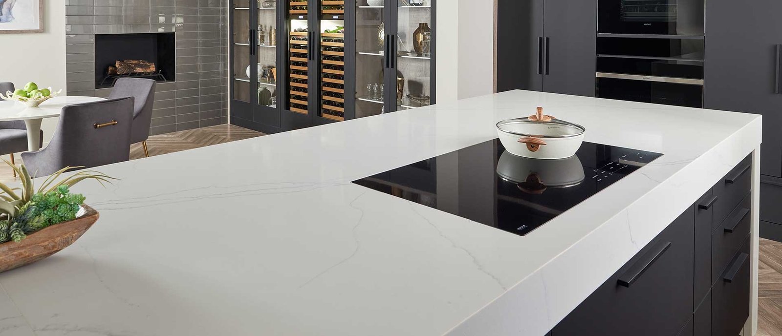 Calacatta Trevi quartz countertop installed