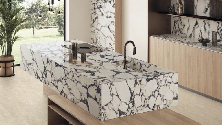 Calacatta Viola porcelain countertop installed