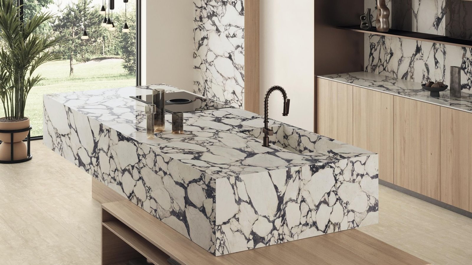 Calacatta Viola porcelain countertop installed