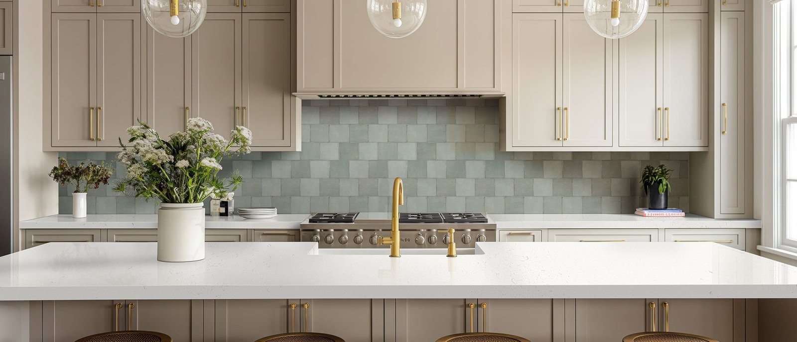 Carrara Marmi quartz countertop installed