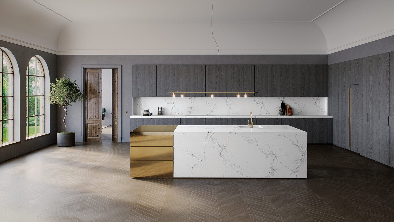 Empira White quartz countertop installed