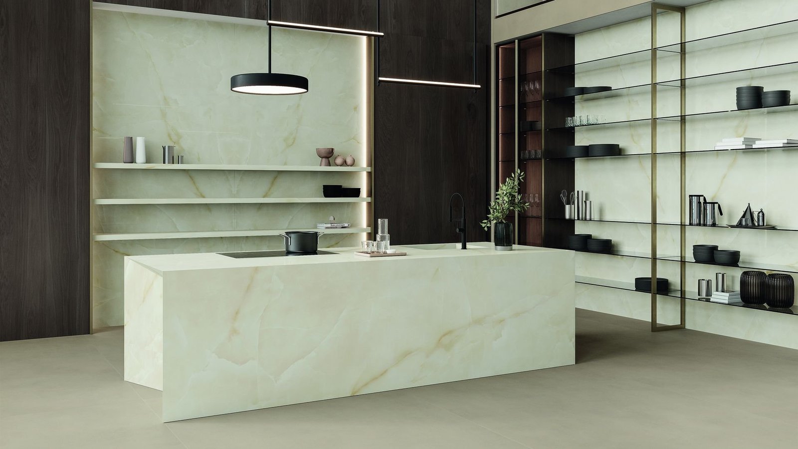 Onyx White porcelain countertop installed