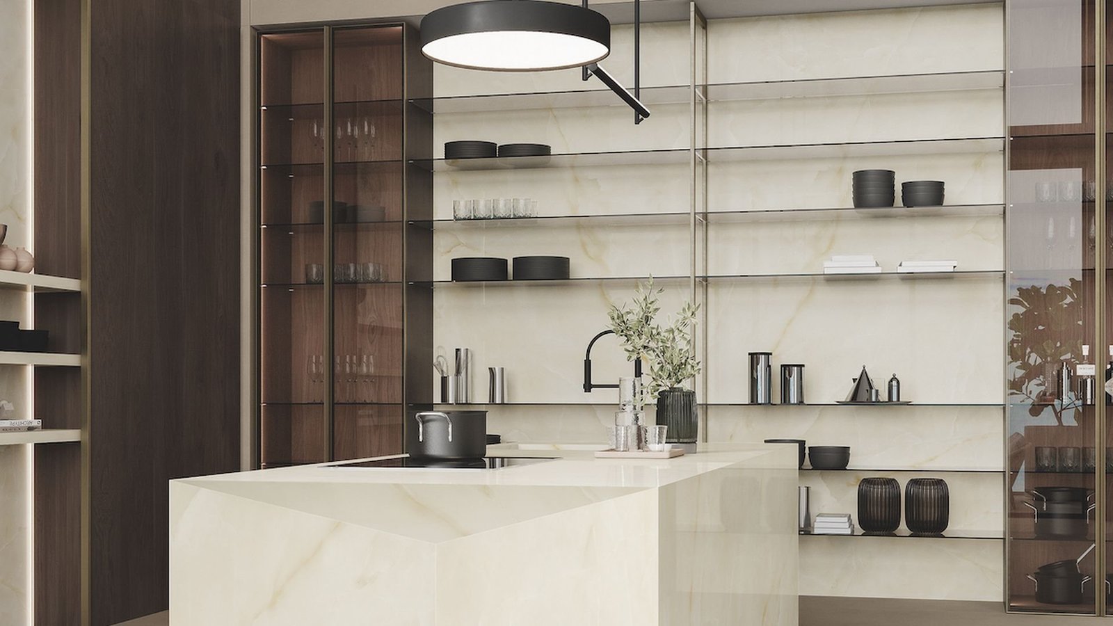 Onyx White porcelain countertop installed