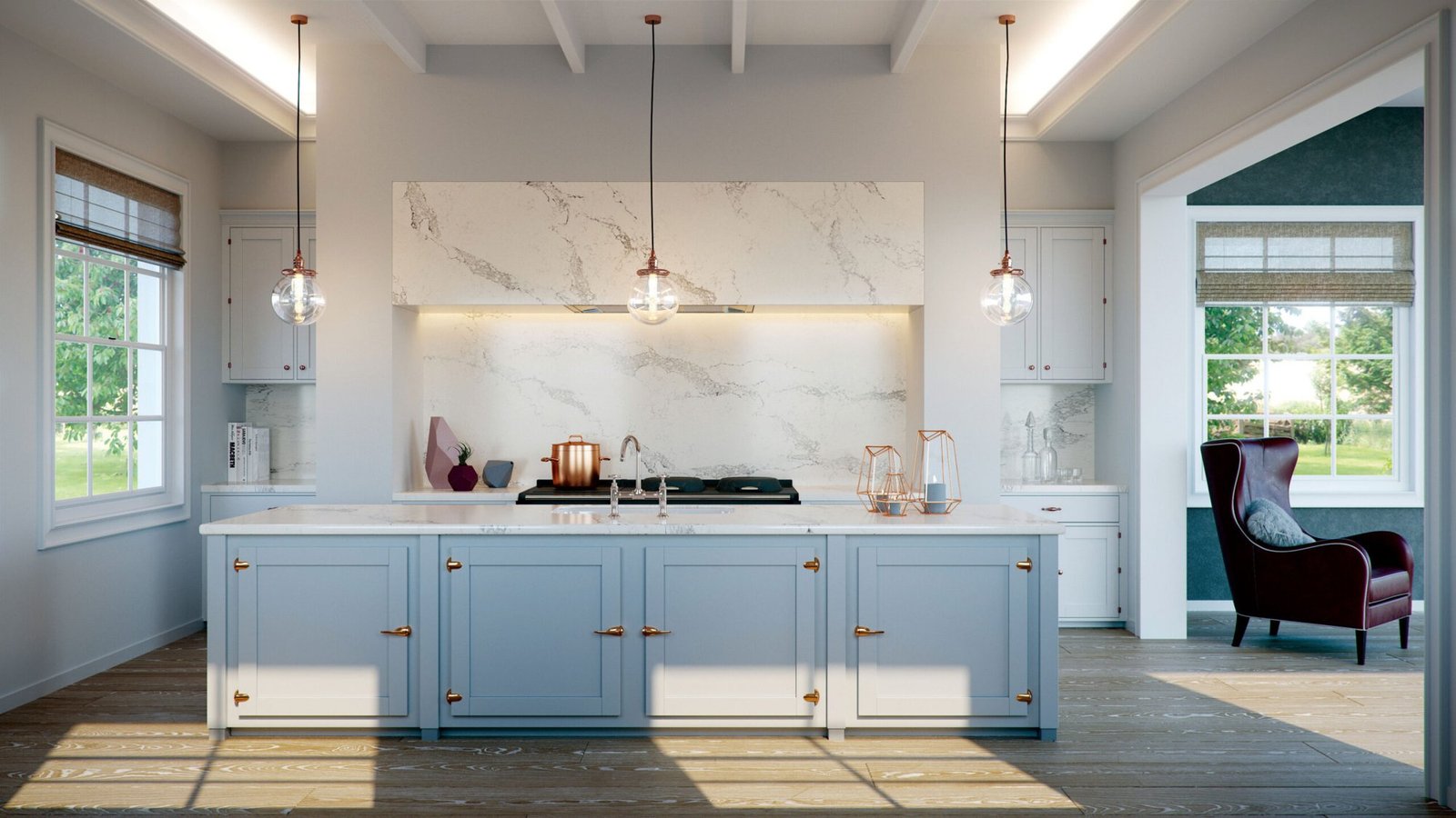 Statuario Maximus quartz countertop installed