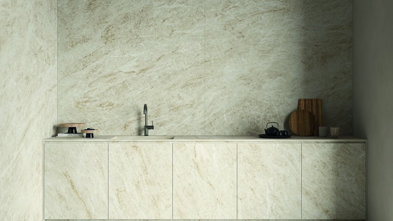 Taj Mahal porcelain countertop installed