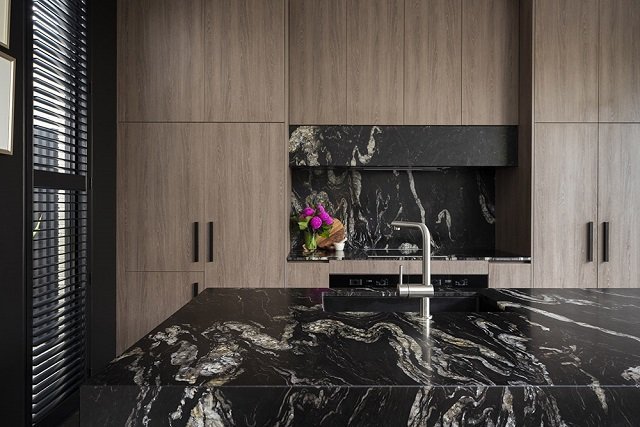 Titanium granite countertop installed