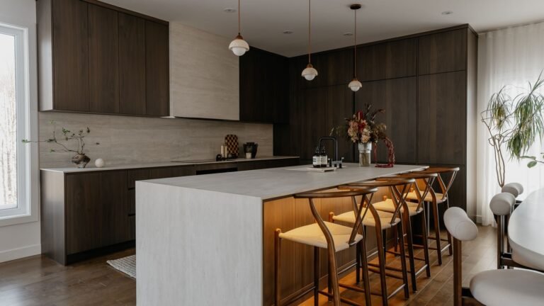 Travertino White porcelain countertop installed
